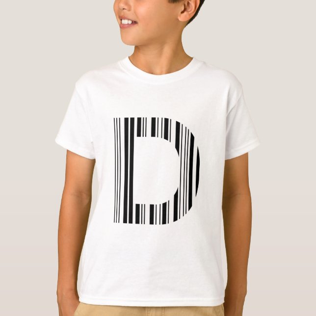 LETTER D BAR CODE First Initial Barcode Pattern T-Shirt (Front)