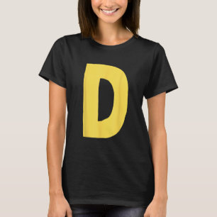 Letter D big and bold in yellow T-Shirt