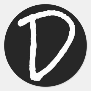 Letter D Black Rock Salt Alphabet by Janz Classic Round Sticker
