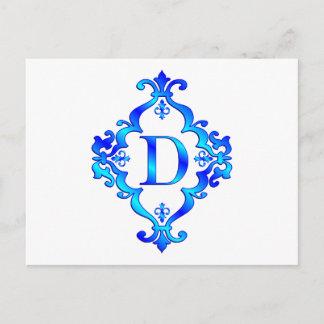 Letter D Blue Postcard