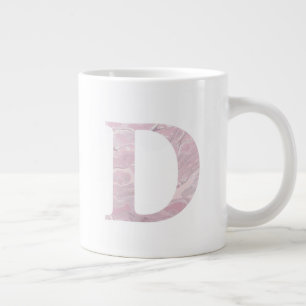 Letter D Blush Pink Boho Marble Monogram Large Coffee Mug