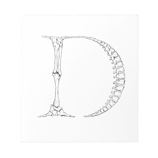 Letter D Bone Initial Notepad (Front)
