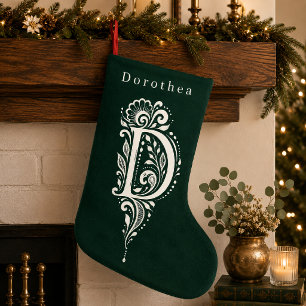 Letter D Botanical Monogram Personalised Stocking