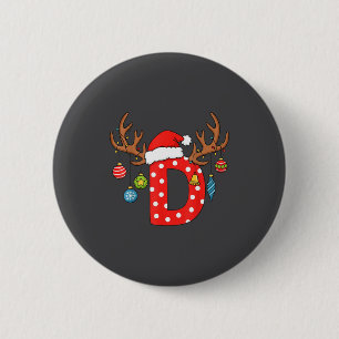 Letter D Christmas Monogram Alphabet Initial Ornam 6 Cm Round Badge