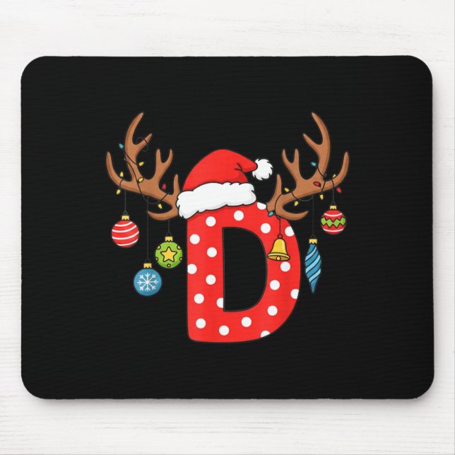 Letter D Christmas Monogram Alphabet Initial Ornam Mouse Pad (Front)