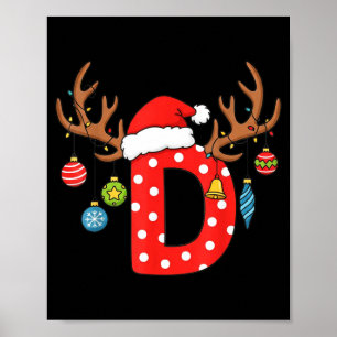 Letter D Christmas Monogram Alphabet Initial Ornam Poster