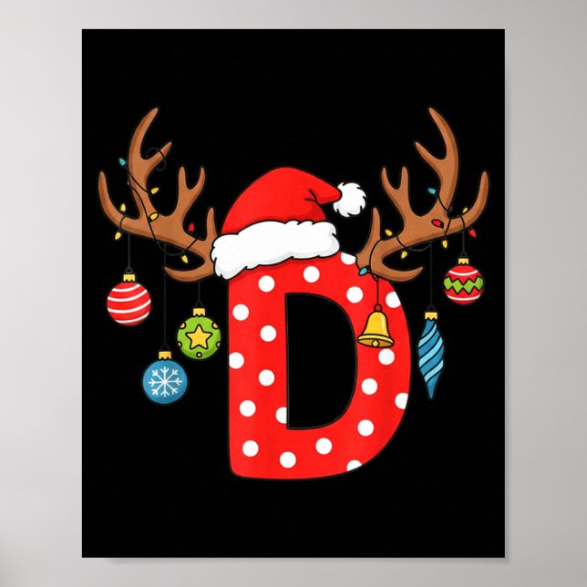Letter D Christmas Monogram Alphabet Initial Ornam Poster (Front)