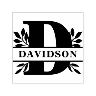 Letter D Classic Foliage Family Name Monogram Self-inking Stamp