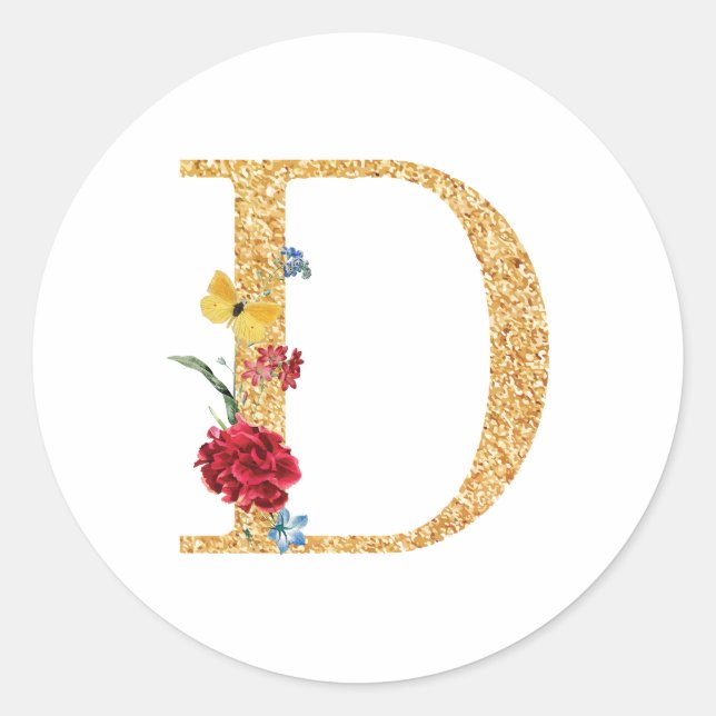 Letter d classic round sticker (Front)