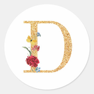 Letter d classic round sticker