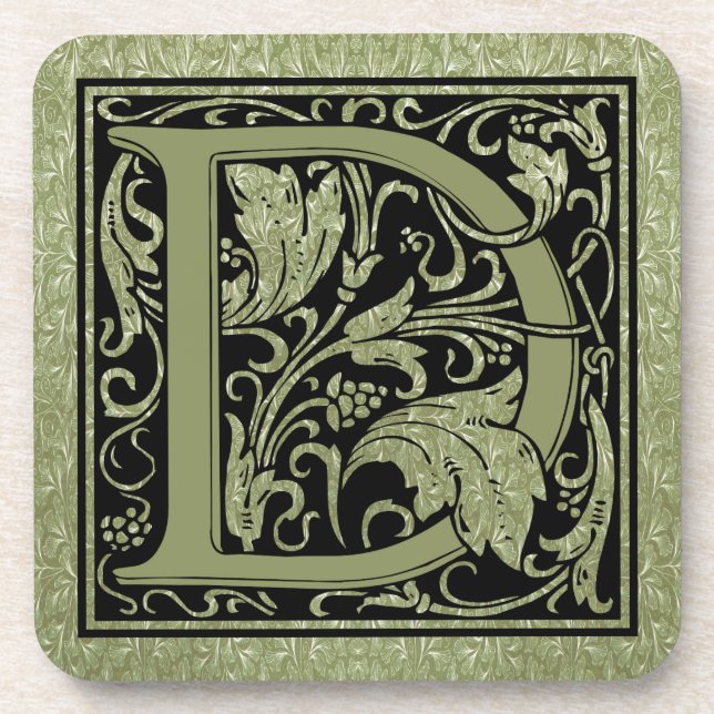 Letter D First Letter Monogram Coaster (Front)