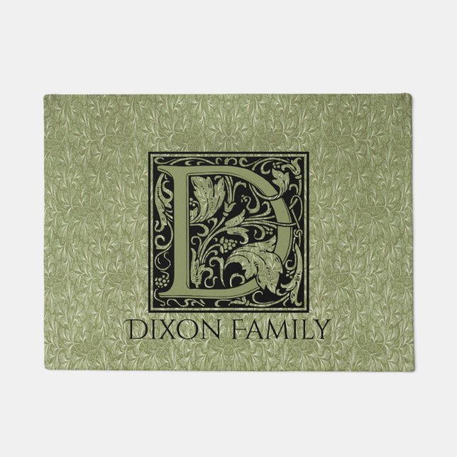 Letter D First Letter Monogram Personalised Doormat (Front)