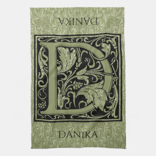 Letter D First Letter Monogram Tea Towel