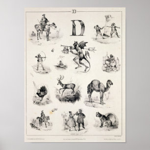 Letter D from an alphabet primer, 1832 Poster