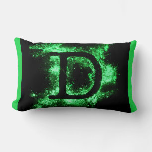 Letter D Green Capital Alphabet Lumbar Cushion
