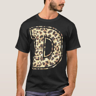 Letter D Initial Leopard Cheetah Print Trendy Wate T-Shirt
