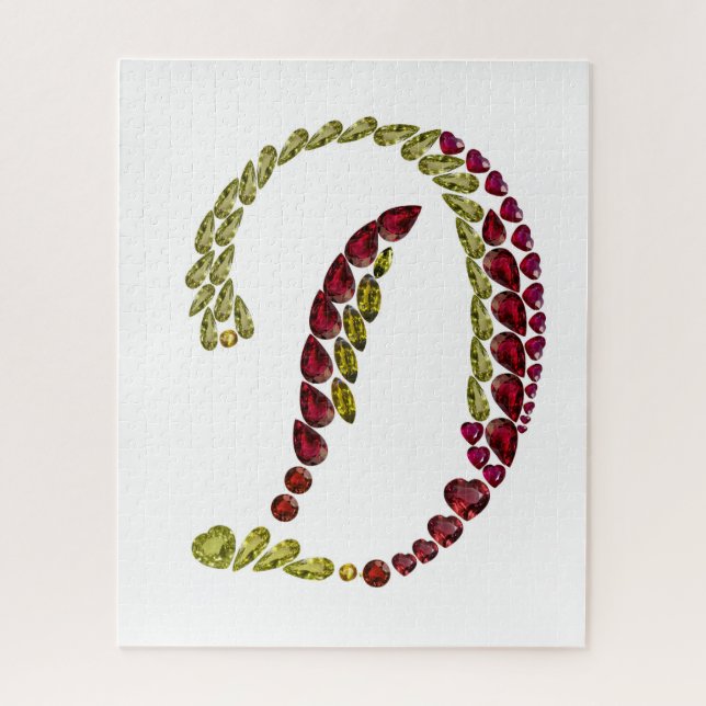 Letter D made with Gemstones Name Puzzle (Vertical)