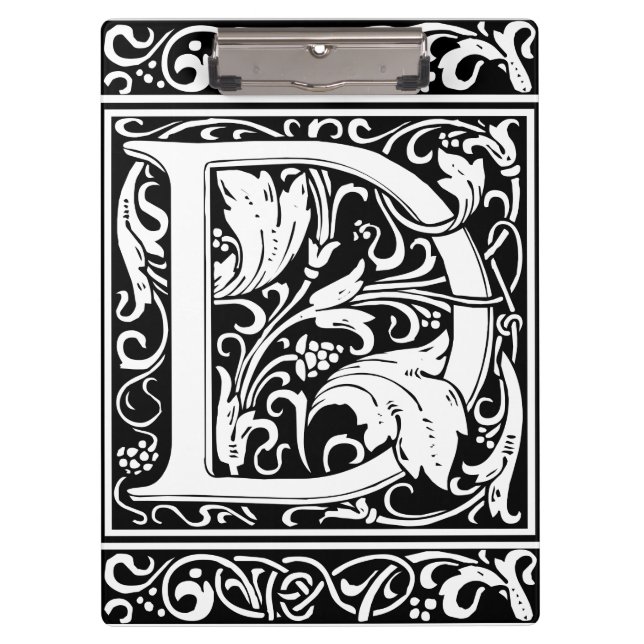 Letter D Mediaeval Monogram Art Nouveau Clipboard (Front)