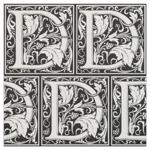 Letter D Mediaeval Monogram Art Nouveau Fabric