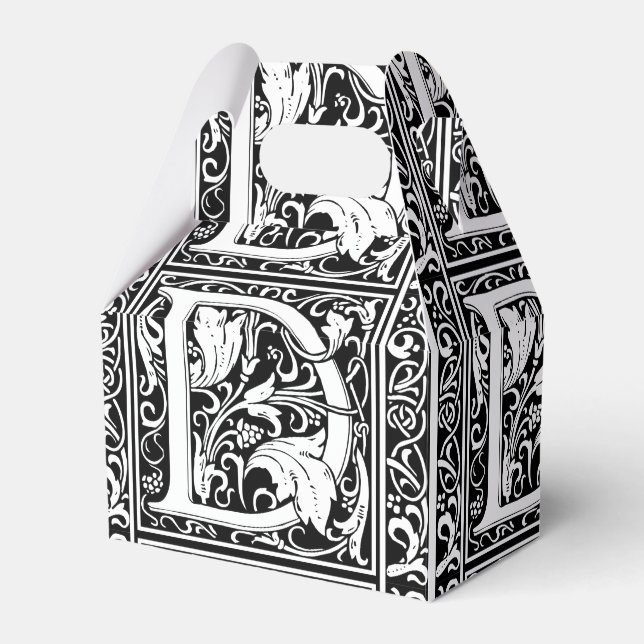 Letter D Mediaeval Monogram Art Nouveau Favour Box (Front Side)