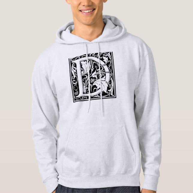 Letter D Mediaeval Monogram Art Nouveau Hoodie (Front)