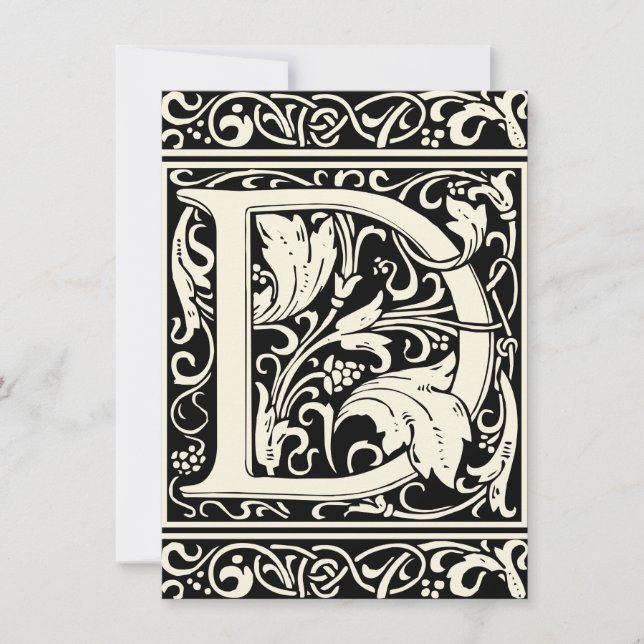 Letter D Mediaeval Monogram Art Nouveau Invitation (Front)