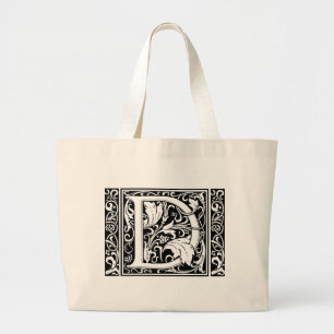 Letter D Mediaeval Monogram Art Nouveau Large Tote Bag