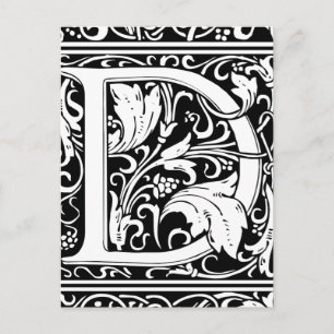 Letter D Mediaeval Monogram Art Nouveau Postcard
