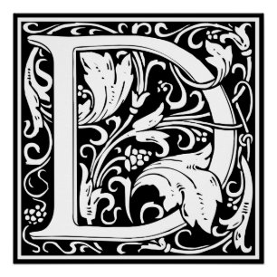 Letter D Mediaeval Monogram Art Nouveau Poster