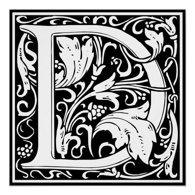 Letter D Mediaeval Monogram Art Nouveau Poster (Front)