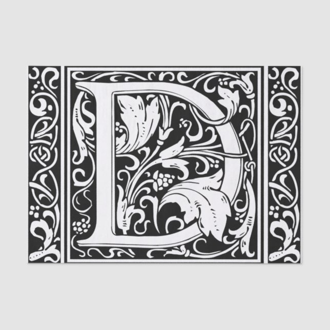 Letter D Mediaeval Monogram Art Nouveau Tissue Paper (Front)