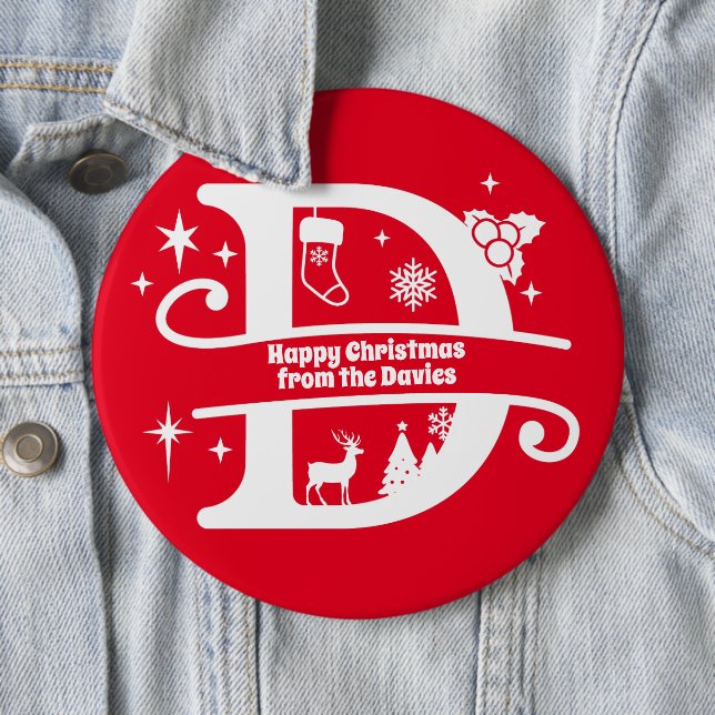 Letter D Monogram Initial Family Name Greeting   6 Cm Round Badge (In Situ)