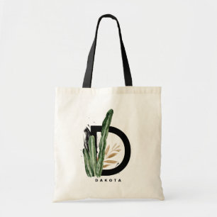 Letter D Monogram   Tropical Cactus Personalised Tote Bag