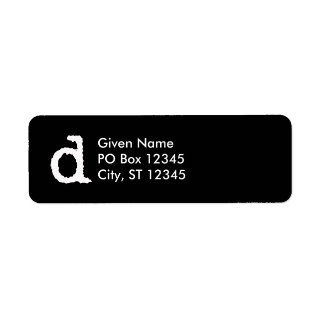 Letter D Return Address Label (Front)
