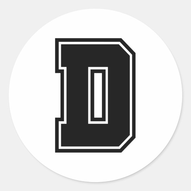 Letter D sporty college font alphabet Classic Round Sticker (Front)