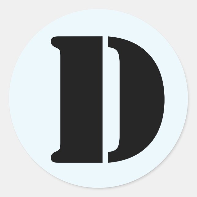 Letter D Stencil Alphabet by Janz Alice Blue Classic Round Sticker (Front)