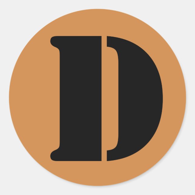 Letter D Stencil Alphabet by Janz Peru Gold Classic Round Sticker (Front)