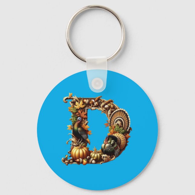 Letter D Thanksgiving style gift  Key Ring (Front)
