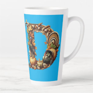 Letter D Thanksgiving style gift  Latte Mug