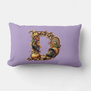 Letter D Thanksgiving style gift Lumbar Cushion