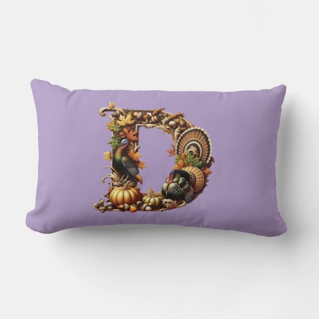 Letter D Thanksgiving style gift  Lumbar Cushion (Front)