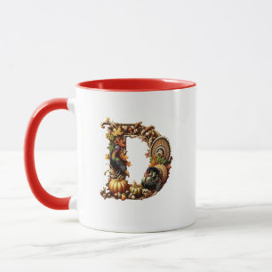 Letter D Thanksgiving style gift Mug