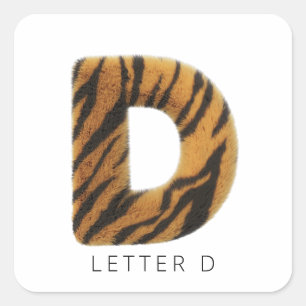 Letter D tiger fur Square Sticker