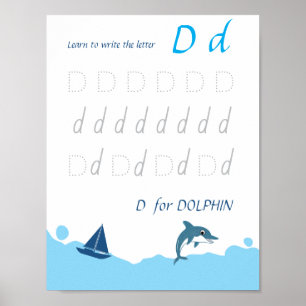 Letter D Tracing Poster for Kids