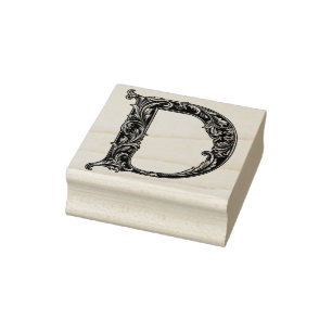 Letter D Wood Art Rubber Stamp
