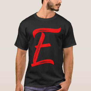 Letter E Alphabet Large Red Graphic Initial T-Shirt