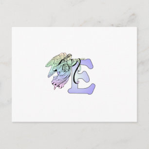 Letter E angel monogram alphabet initial blue and Postcard