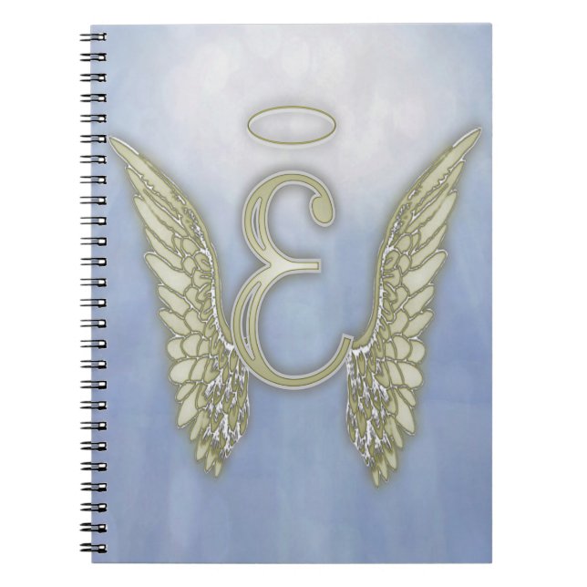 Letter E Angel Monogram Notebook (Front)