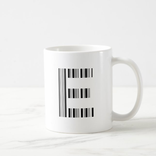 LETTER E BAR CODE First Initial Barcode Pattern Coffee Mug (Right)