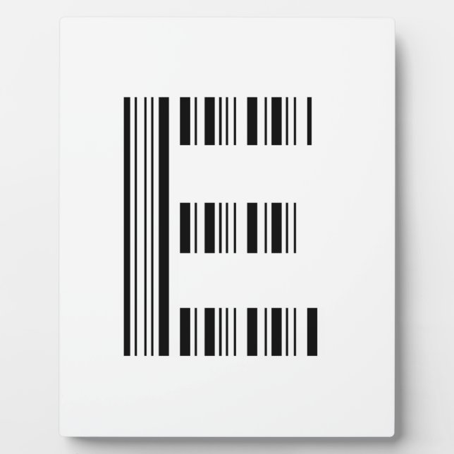 LETTER E BAR CODE First Initial Barcode Pattern Plaque (Front)